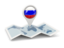 Russia. Round pin with map. Download icon.