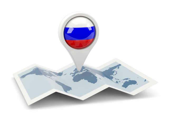 Круглая иконка над картой мира. Скачать флаг. Россия