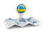 Rwanda. Round pin with map. Download icon.