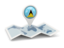 Saint Lucia. Round pin with map. Download icon.