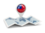 Samoa. Round pin with map. Download icon.