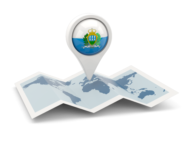 Круглая иконка над картой мира. Скачать флаг. Сан-Марино