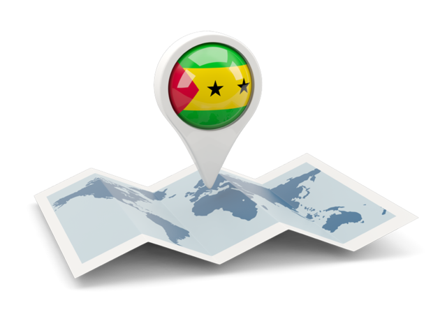 Круглая иконка над картой мира. Скачать флаг. Сан-Томе и Принсипи