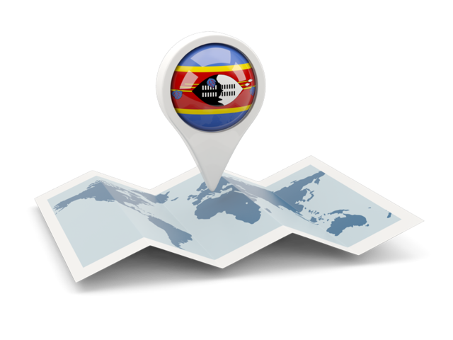 Круглая иконка над картой мира. Скачать флаг. Свазиленд