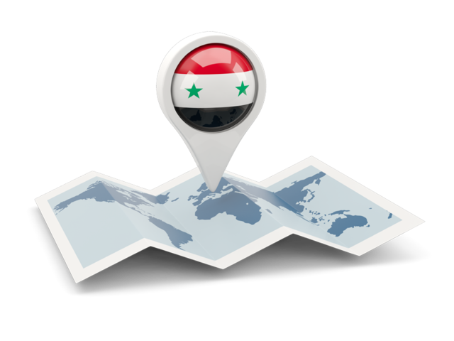 Round pin with map. Download flag icon of Syria at PNG format