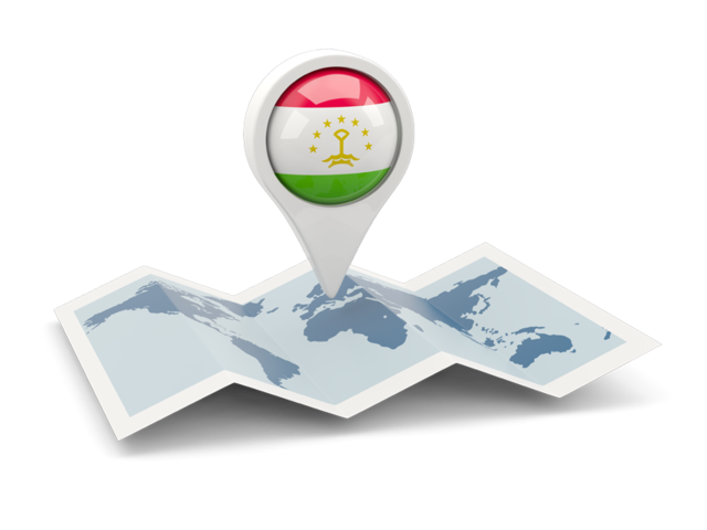 Round pin with map. Download flag icon of Tajikistan at PNG format