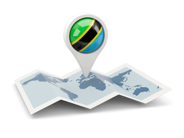 Круглая иконка над картой мира. Скачать флаг. Танзания
