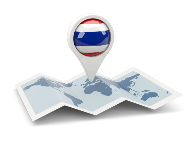 Круглая иконка над картой мира. Скачать флаг. Таиланд