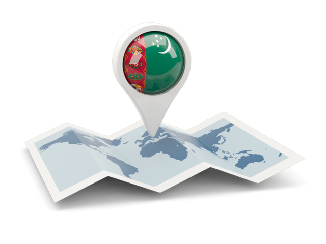 Round pin with map. Download flag icon of Turkmenistan at PNG format