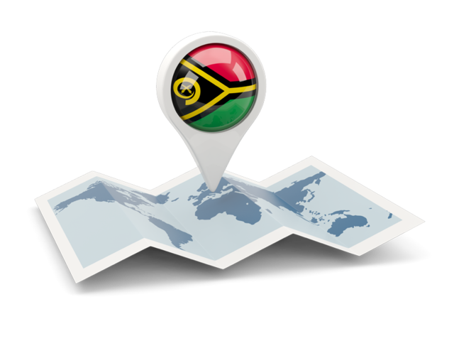 Круглая иконка над картой мира. Скачать флаг. Вануату