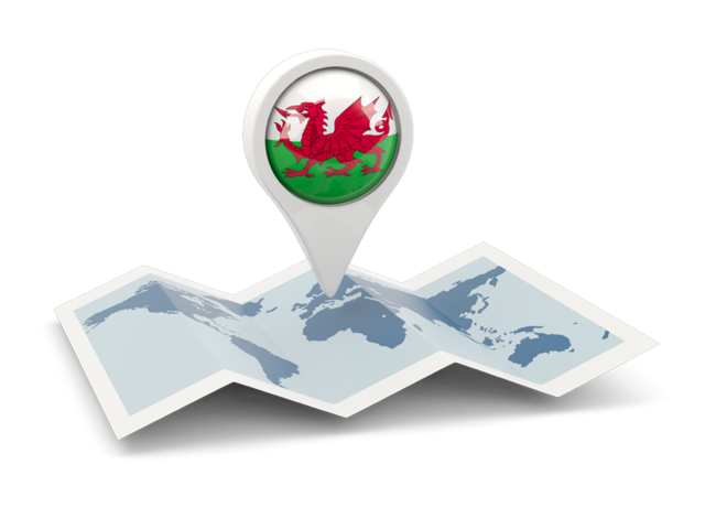 Round pin with map. Download flag icon of Wales at PNG format