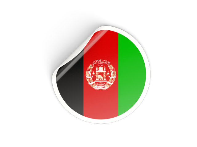 Round sticker. Download flag icon of Afghanistan at PNG format