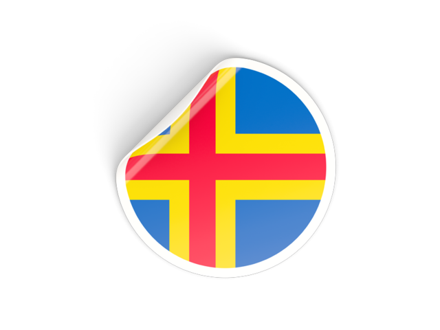 Round sticker. Download flag icon of Aland Islands at PNG format