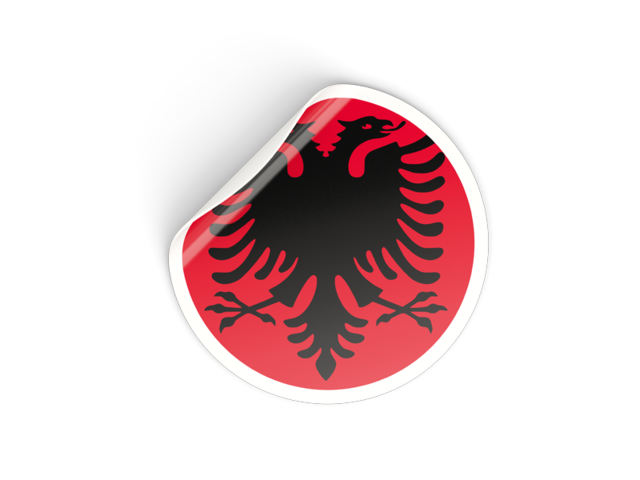 Round sticker. Download flag icon of Albania at PNG format