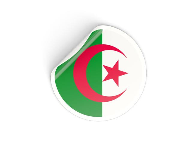 Round sticker. Download flag icon of Algeria at PNG format