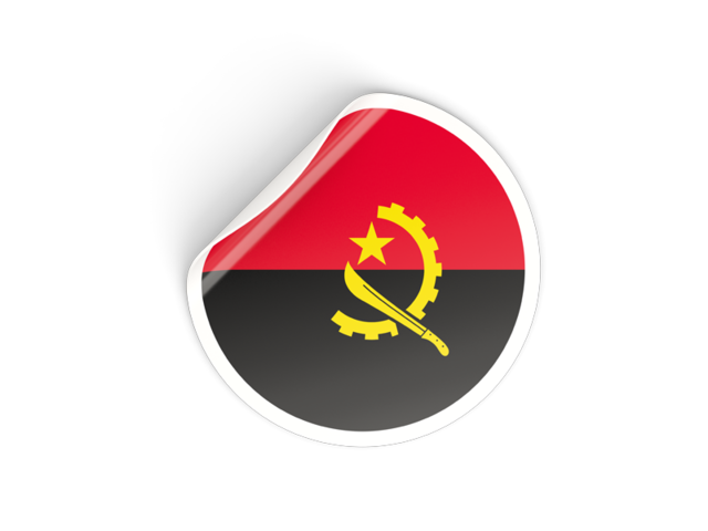 Round sticker. Download flag icon of Angola at PNG format