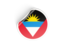 Antigua and Barbuda. Round sticker. Download icon.