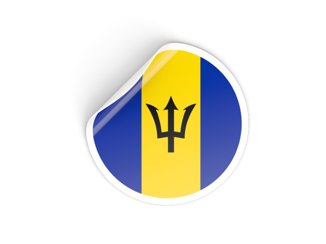 Round sticker. Download flag icon of Barbados at PNG format