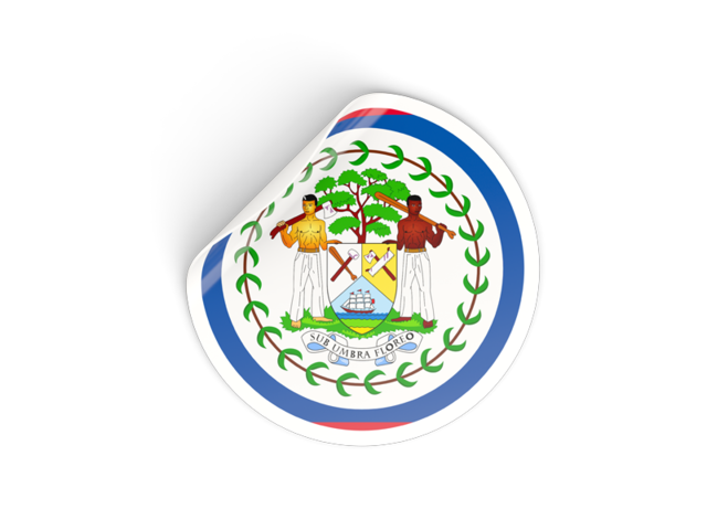 Round sticker. Download flag icon of Belize at PNG format