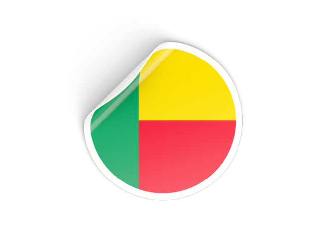 Round sticker. Download flag icon of Benin at PNG format