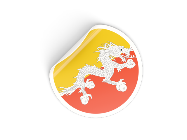 Round sticker. Download flag icon of Bhutan at PNG format