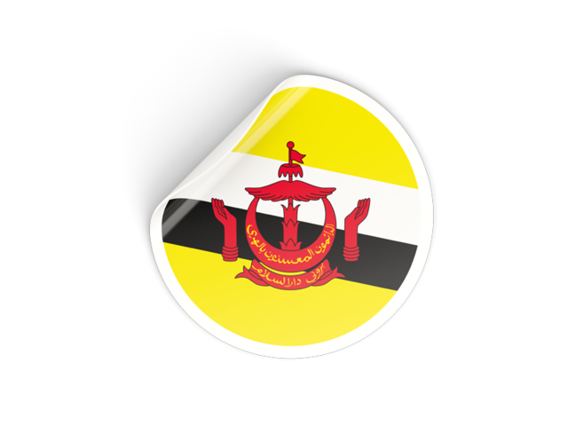 Round sticker. Download flag icon of Brunei at PNG format