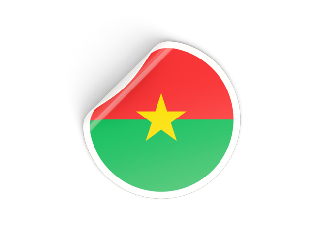 Round sticker. Illustration of flag of Burkina Faso