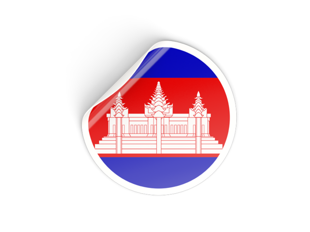 Round sticker. Download flag icon of Cambodia at PNG format