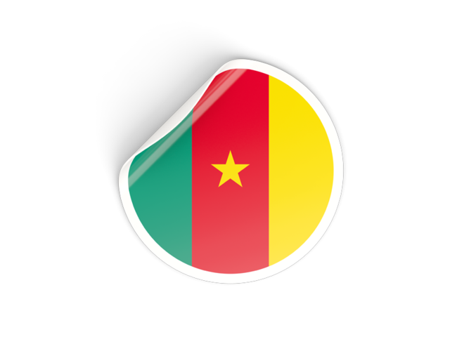 Round sticker. Download flag icon of Cameroon at PNG format