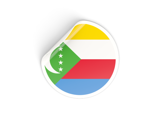 Round sticker. Download flag icon of Comoros at PNG format