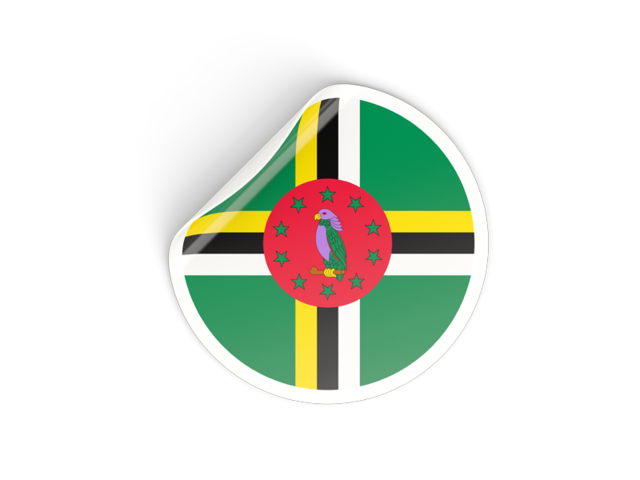 Round sticker. Download flag icon of Dominica at PNG format