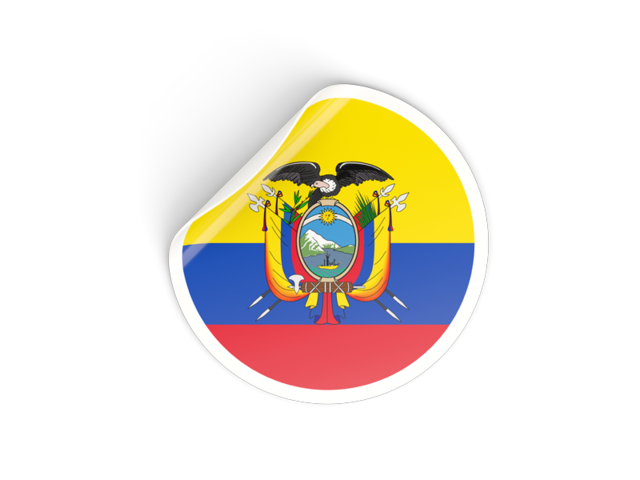 Round sticker. Download flag icon of Ecuador at PNG format