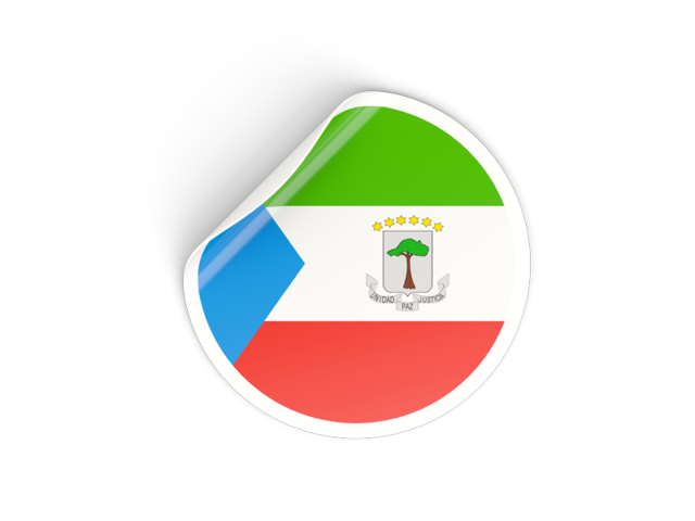 Round sticker. Download flag icon of Equatorial Guinea at PNG format