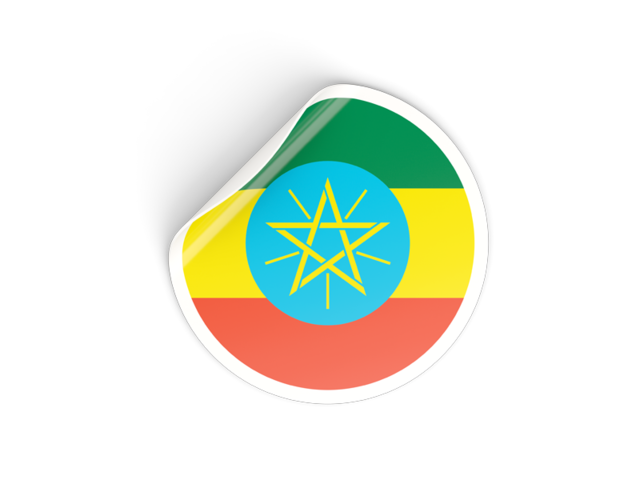 Round sticker. Download flag icon of Ethiopia at PNG format