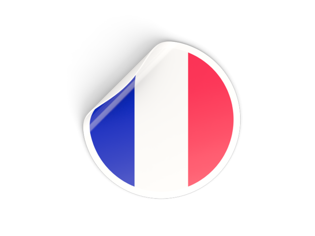 Round sticker. Illustration of flag of France