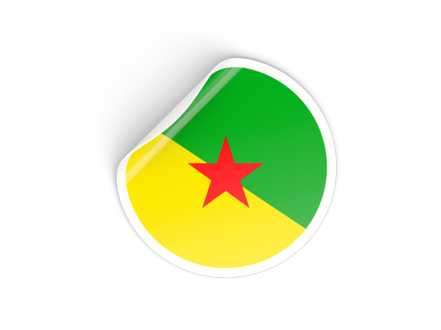 Round sticker. Illustration of flag of French Guiana