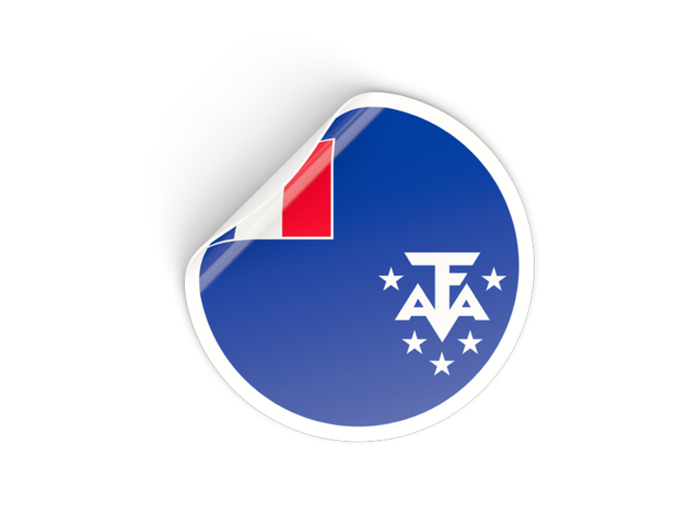 Round sticker. Download flag icon of French Southern and Antarctic Lands at PNG format