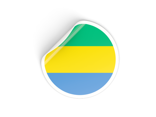 Round sticker. Download flag icon of Gabon at PNG format