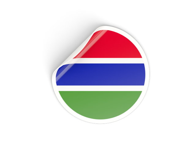 Round sticker. Download flag icon of Gambia at PNG format
