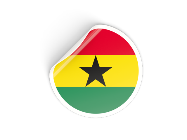 Round sticker. Illustration of flag of Ghana