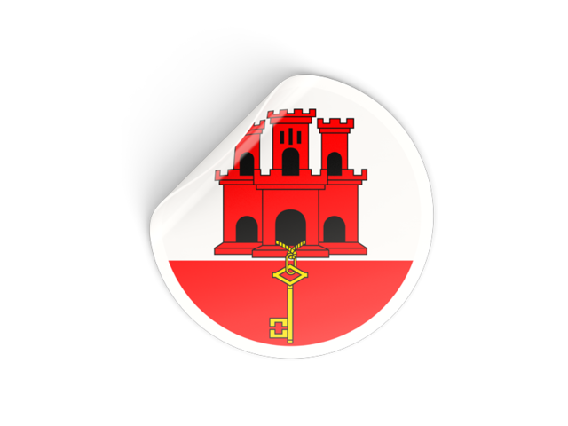 Round sticker. Download flag icon of Gibraltar at PNG format