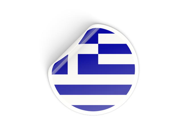 Round sticker. Download flag icon of Greece at PNG format