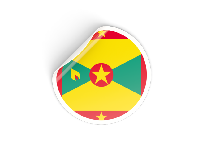 Round sticker. Illustration of flag of Grenada