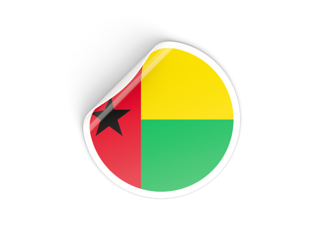 Round sticker. Illustration of flag of Guinea-Bissau