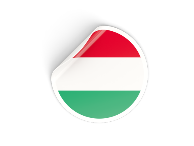 Round sticker. Download flag icon of Hungary at PNG format