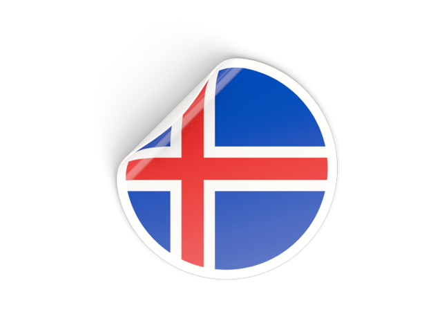 Round sticker. Download flag icon of Iceland at PNG format