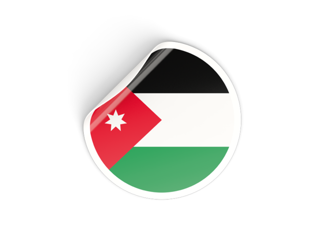 Round sticker. Download flag icon of Jordan at PNG format
