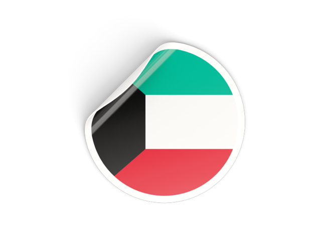 Round sticker. Download flag icon of Kuwait at PNG format