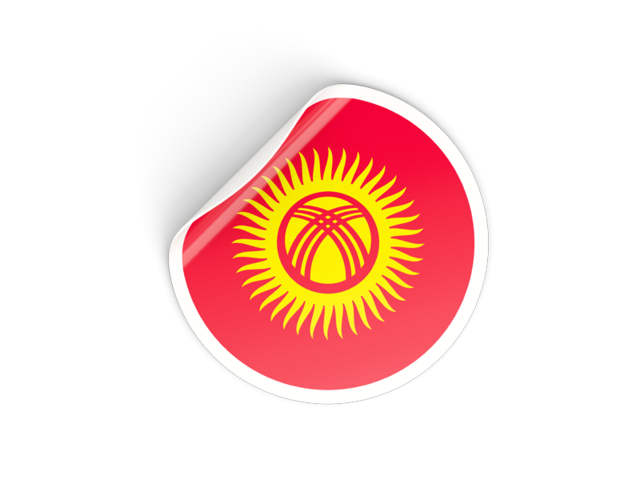 Round sticker. Download flag icon of Kyrgyzstan at PNG format