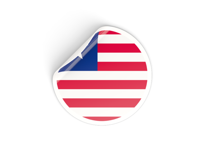 Round sticker. Download flag icon of Liberia at PNG format